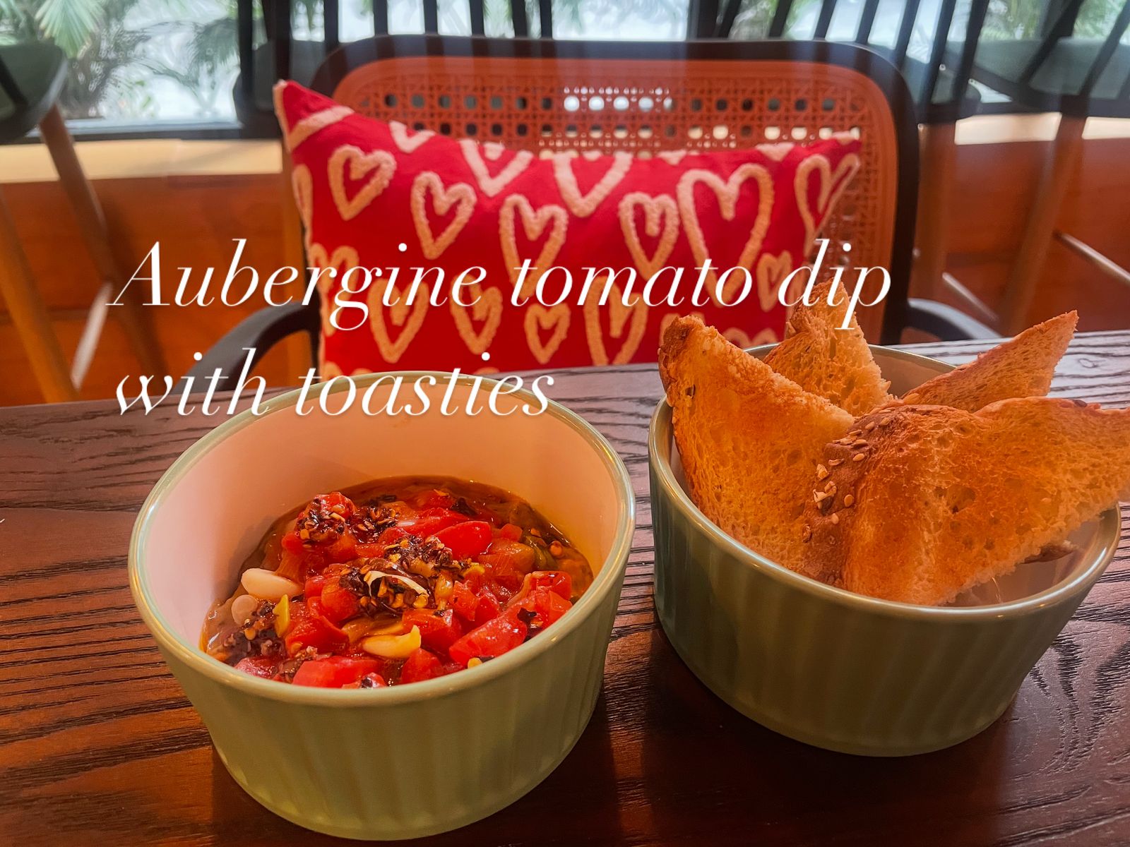 Aubergine Tomato Dip with Toasties